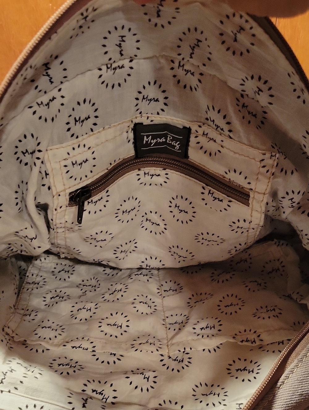 Myra Women’s Woven Tapestry Tote Bag in Multi-Color with Brown Handles - Picture 5 of 6